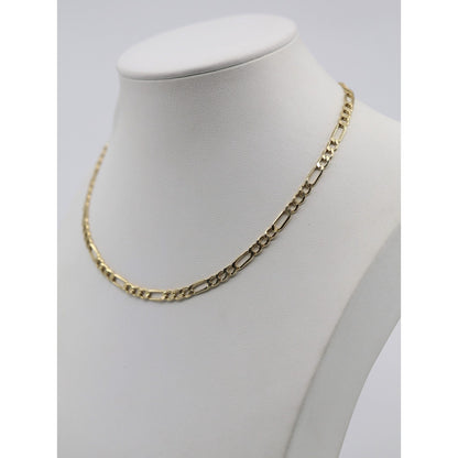 14K Yellow Gold Figaro Link Choker Chain Necklace