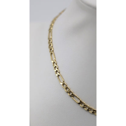 14K Yellow Gold Figaro Link Choker Chain Necklace