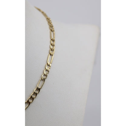 14K Yellow Gold Figaro Link Choker Chain Necklace