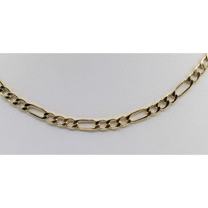 14K Yellow Gold Figaro Link Choker Chain Necklace