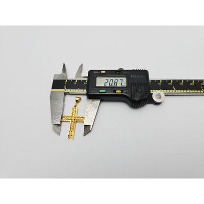 21K Yellow Gold Diamond Cut Religious Cross Pendant Charm