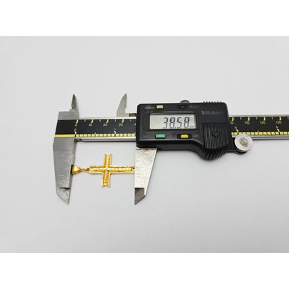 21K Yellow Gold Diamond Cut Religious Cross Pendant Charm