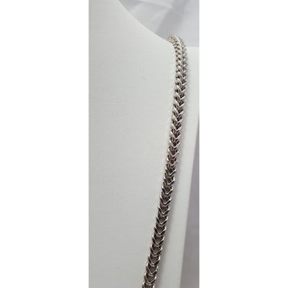 Large 10K White Gold Franco Link Chain Necklace