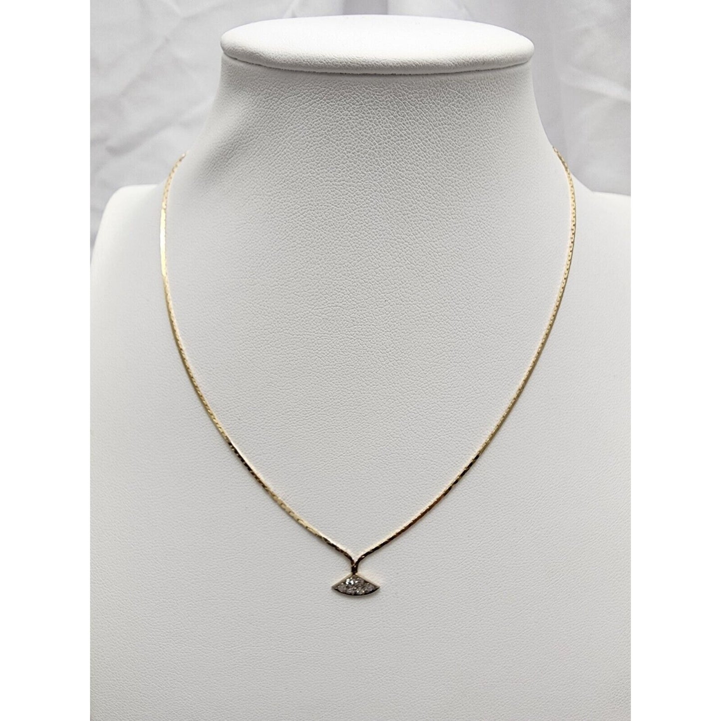 14K Yellow Gold Diamond Box Herringbone Link Chain Necklace