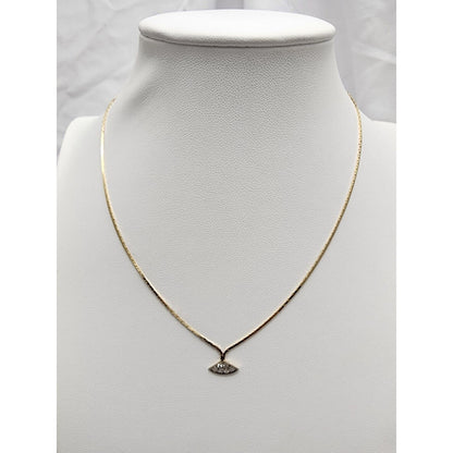 14K Yellow Gold Diamond Box Herringbone Link Chain Necklace