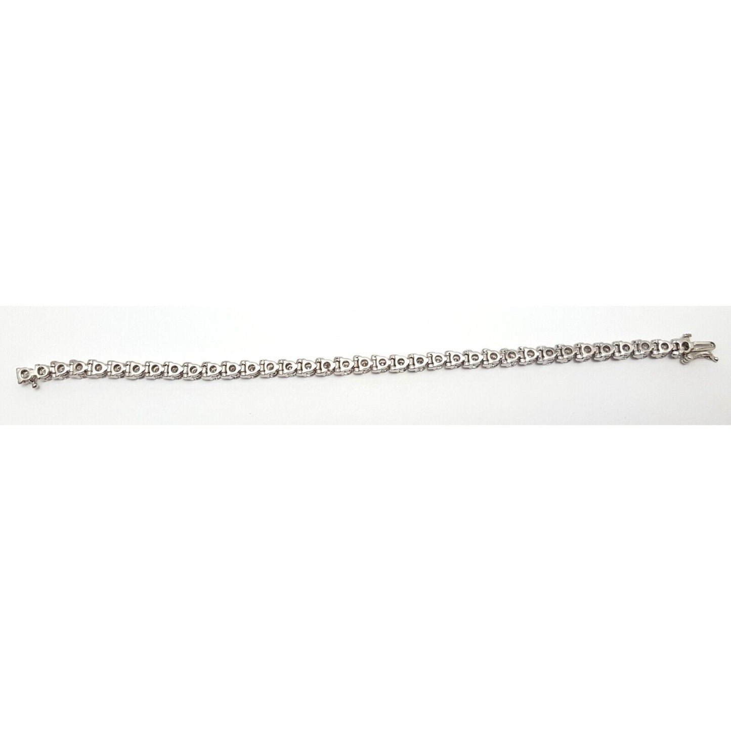 14K Solid White Gold Diamond Tennis Link Bracelet