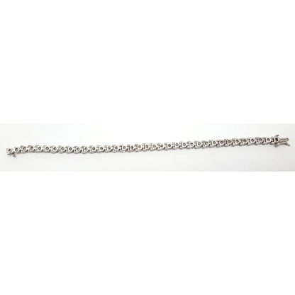 14K Solid White Gold Diamond Tennis Link Bracelet