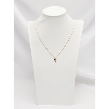 14K Yellow Gold Cable Link Chain Necklace & Penguin CZ & Onyx Charm Pendant