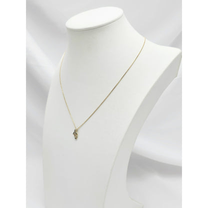 14K Yellow Gold Cable Link Chain Necklace & Penguin CZ & Onyx Charm Pendant