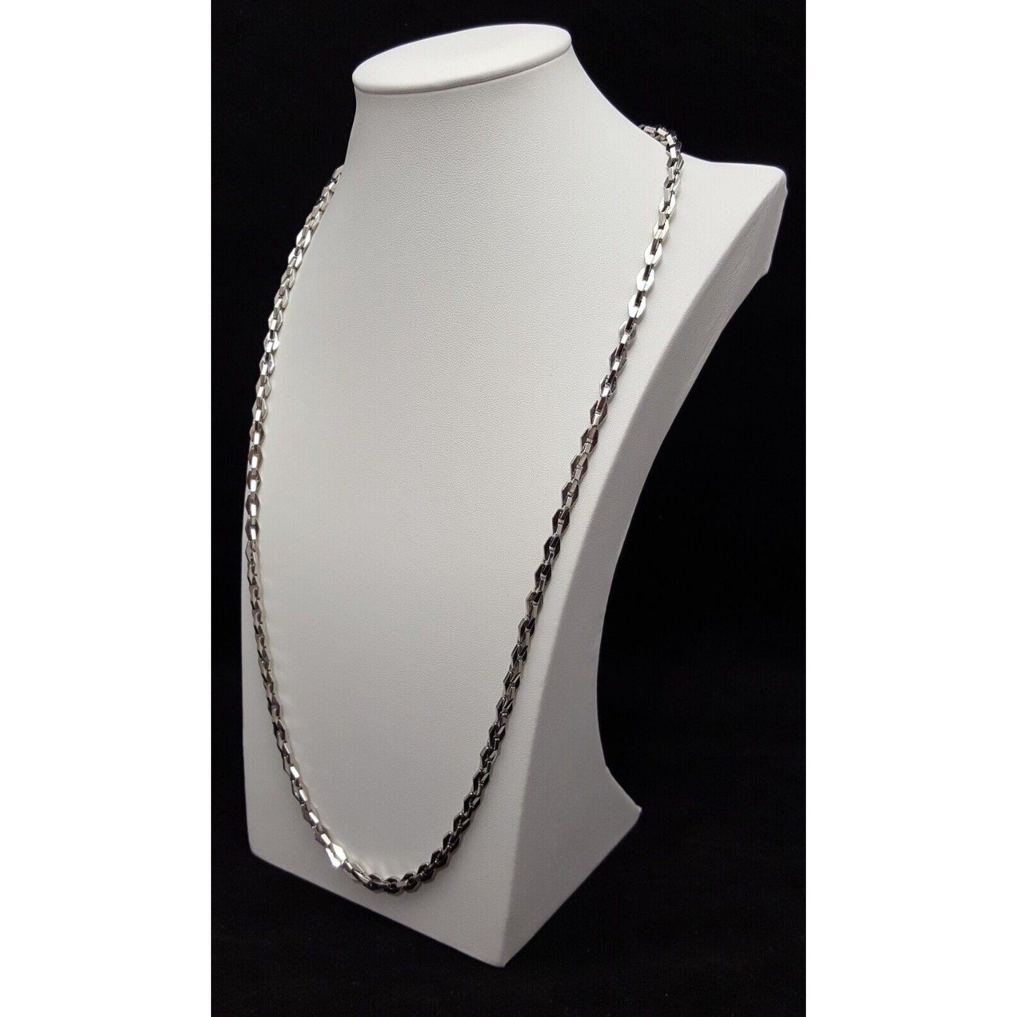 14K White Gold Designer Link Chain Necklace