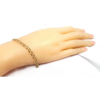 14K Solid Yellow Gold Round Cable Link Bracelet