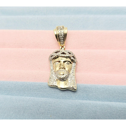 10K Yellow Gold Jesus Head Diamond Charm Pendant