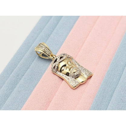 10K Yellow Gold Jesus Head Diamond Charm Pendant