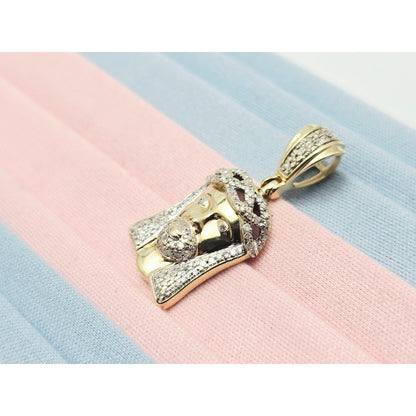 10K Yellow Gold Jesus Head Diamond Charm Pendant