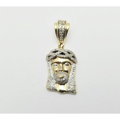10K Yellow Gold Jesus Head Diamond Charm Pendant