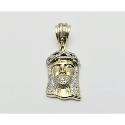 10K Yellow Gold Jesus Head Diamond Charm Pendant