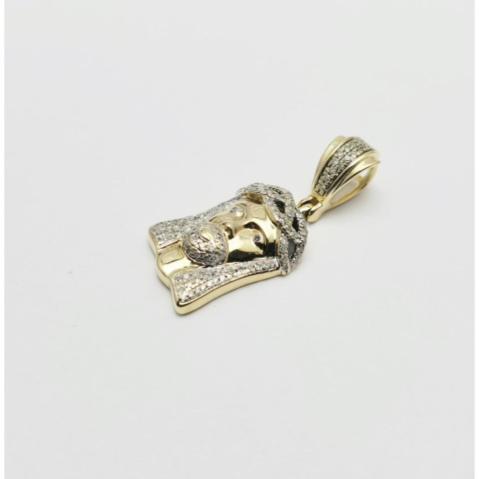 10K Yellow Gold Jesus Head Diamond Charm Pendant