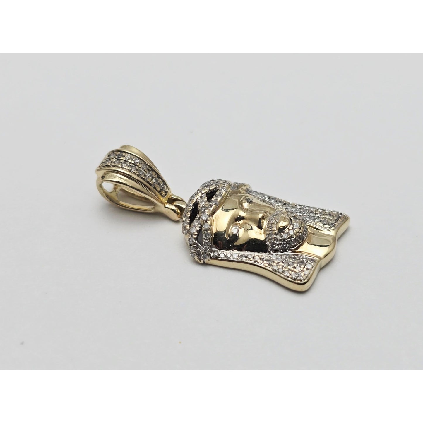 10K Yellow Gold Jesus Head Diamond Charm Pendant