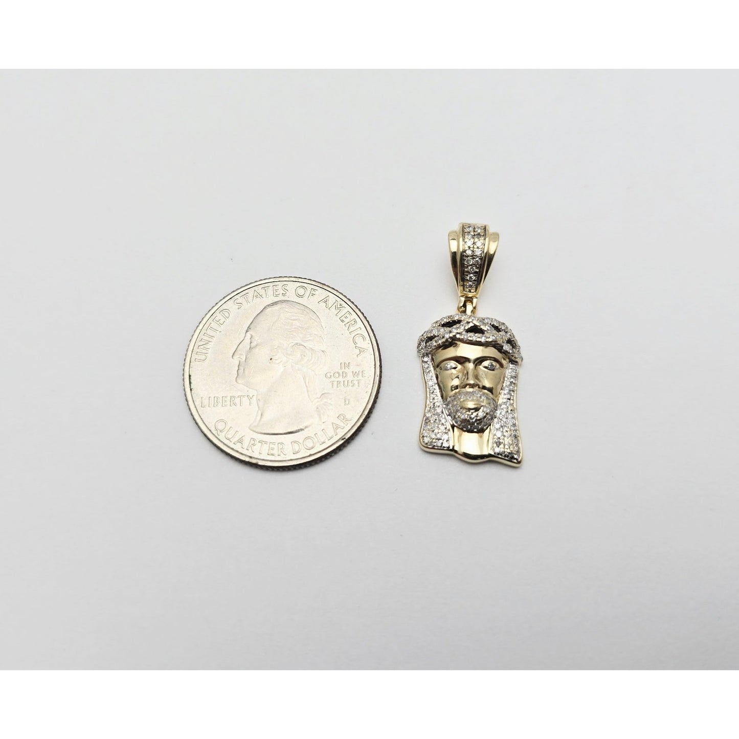 10K Yellow Gold Jesus Head Diamond Charm Pendant