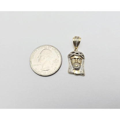 10K Yellow Gold Jesus Head Diamond Charm Pendant