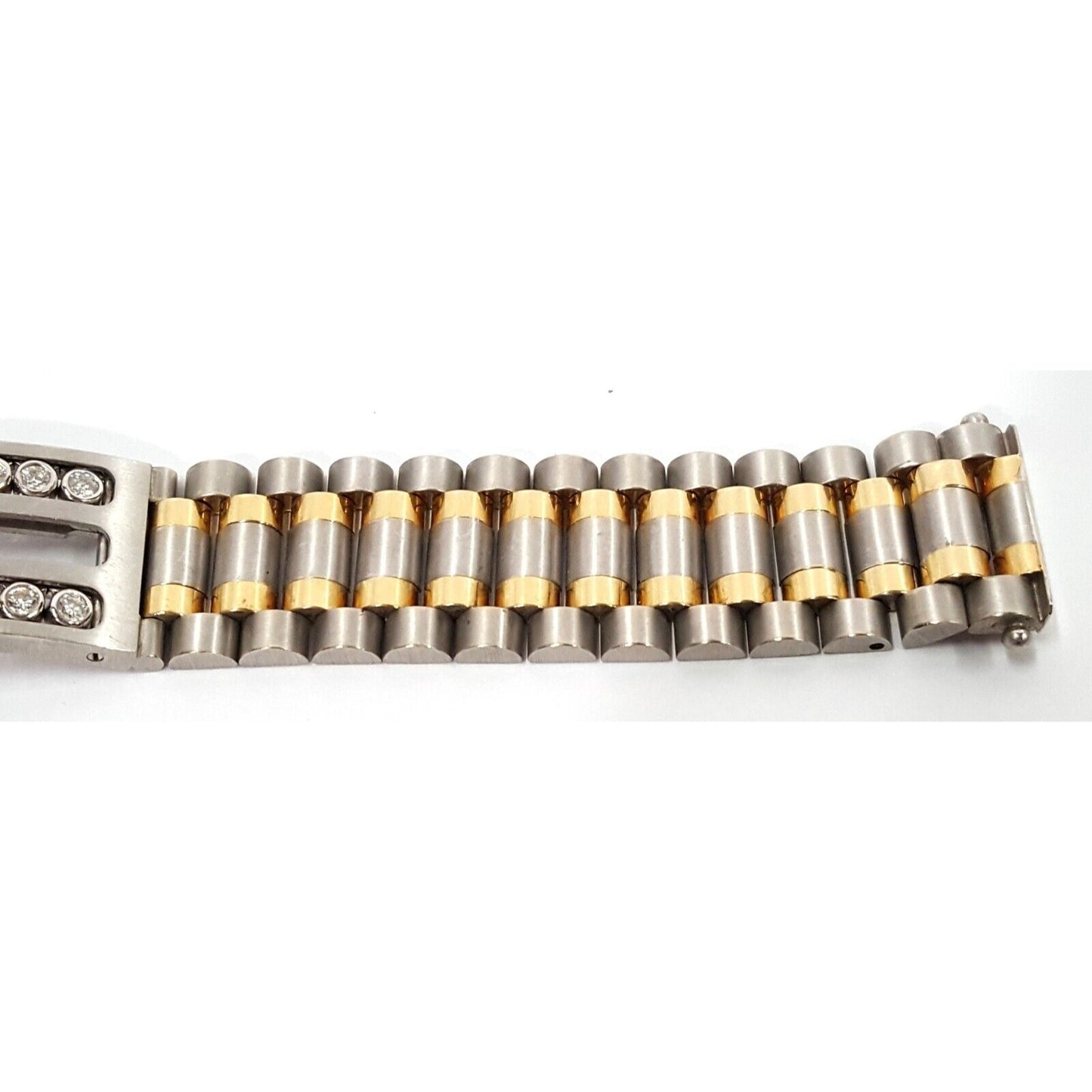 14K Karat Multi Tone Gold Motion Moving Diamond Link ID Bracelet