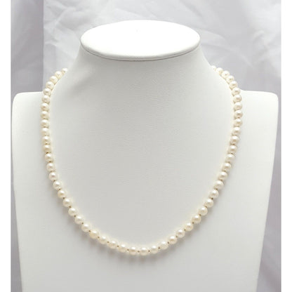 14K White Gold Pearl Choker Bead Ball Necklace