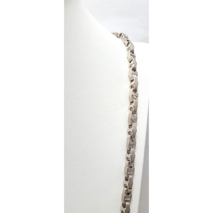 Large Heavy 18K White Gold Link Chain Necklace