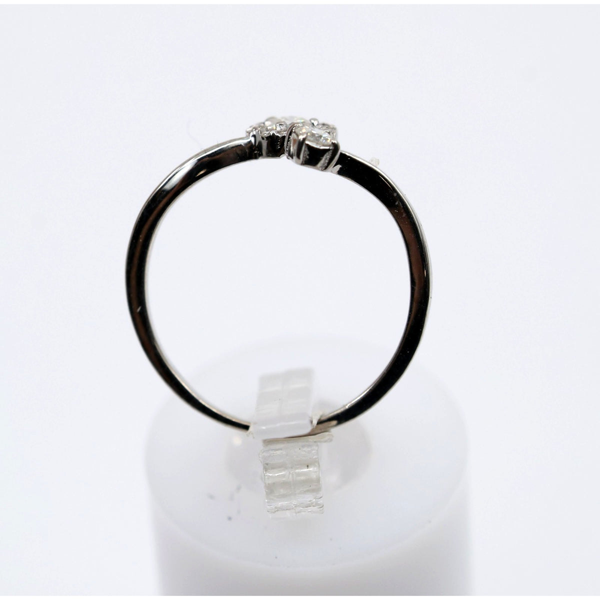 14K White Gold Round Cut Diamond Halo Bypass Ring