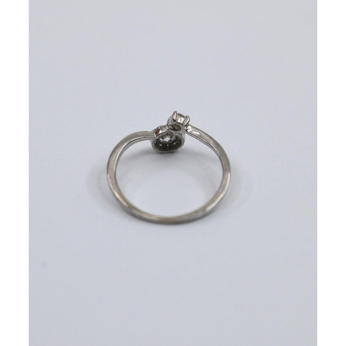 14K White Gold Round Cut Diamond Halo Bypass Ring