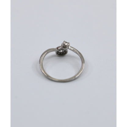14K White Gold Round Cut Diamond Halo Bypass Ring