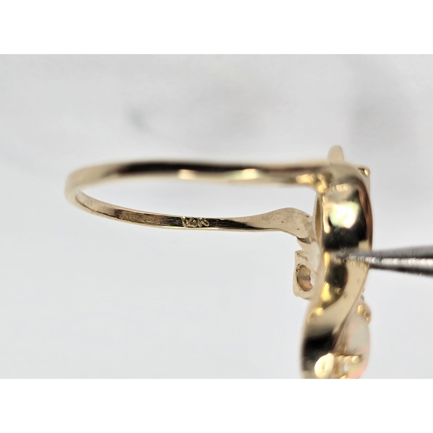 14K Yellow Gold Teardrop Opal & Ruby Ring