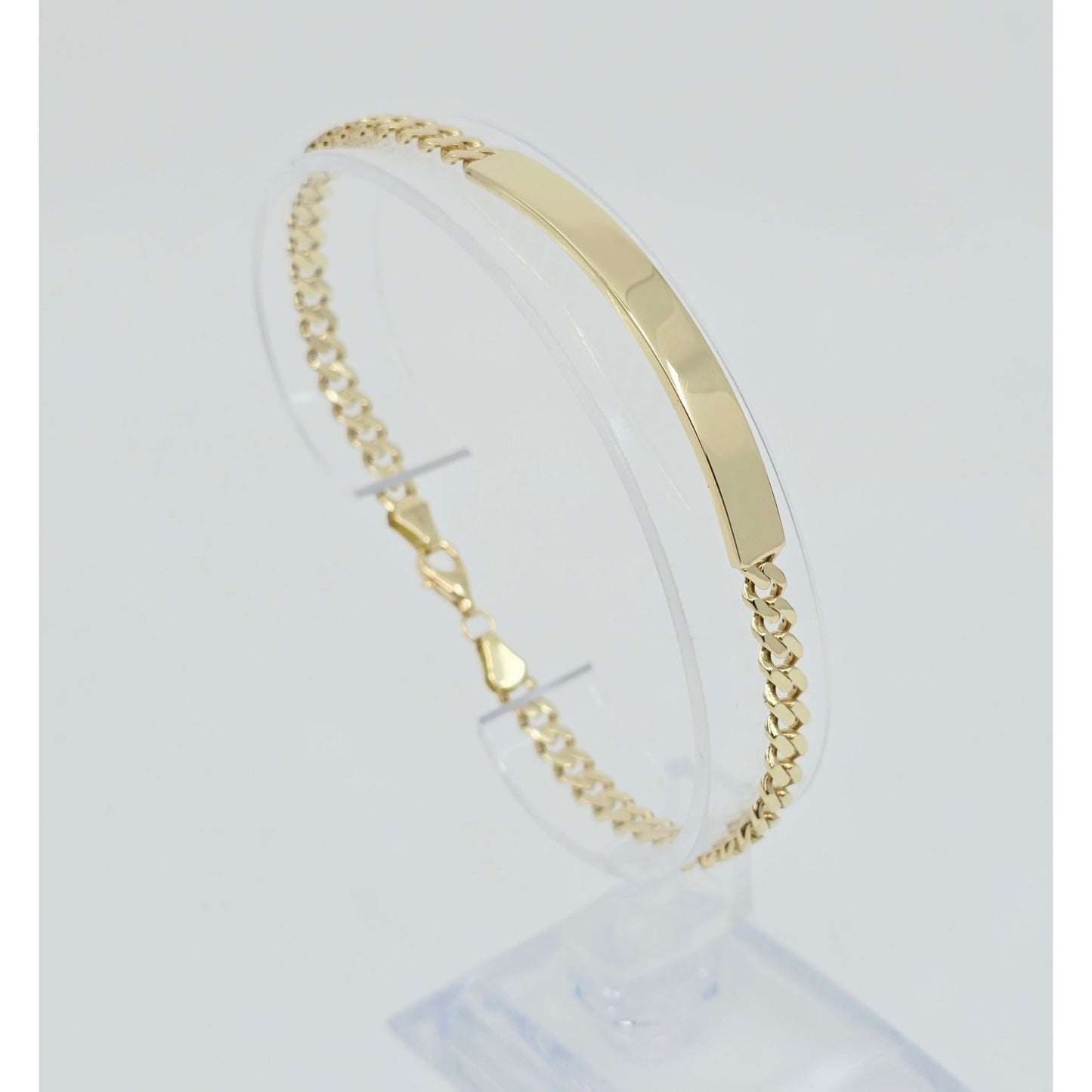 14K Yellow Gold Cuban Link ID Bracelet