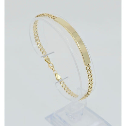 14K Yellow Gold Cuban Link ID Bracelet