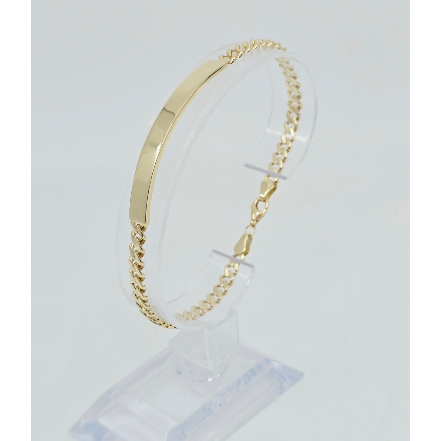 14K Yellow Gold Cuban Link ID Bracelet