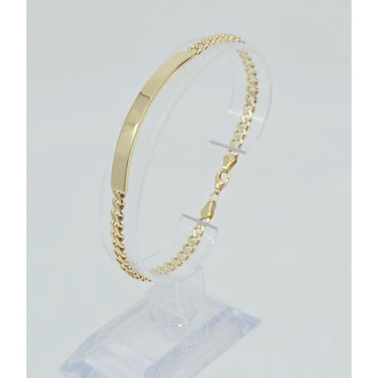 14K Yellow Gold Cuban Link ID Bracelet