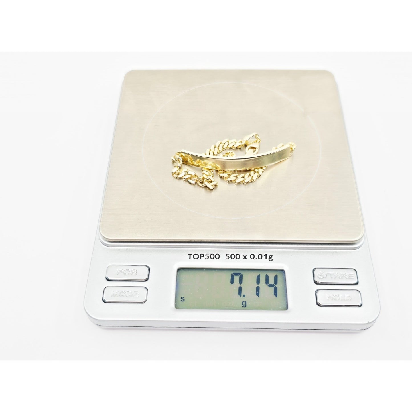 14K Yellow Gold Cuban Link ID Bracelet
