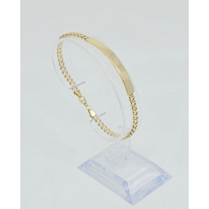 14K Yellow Gold Cuban Link ID Bracelet