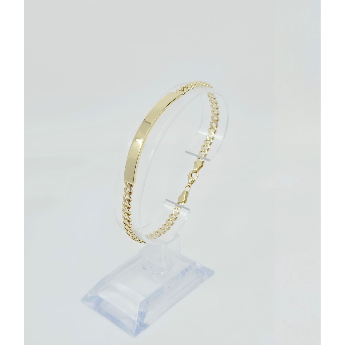 14K Yellow Gold Cuban Link ID Bracelet