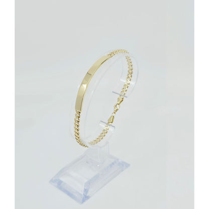 14K Yellow Gold Cuban Link ID Bracelet