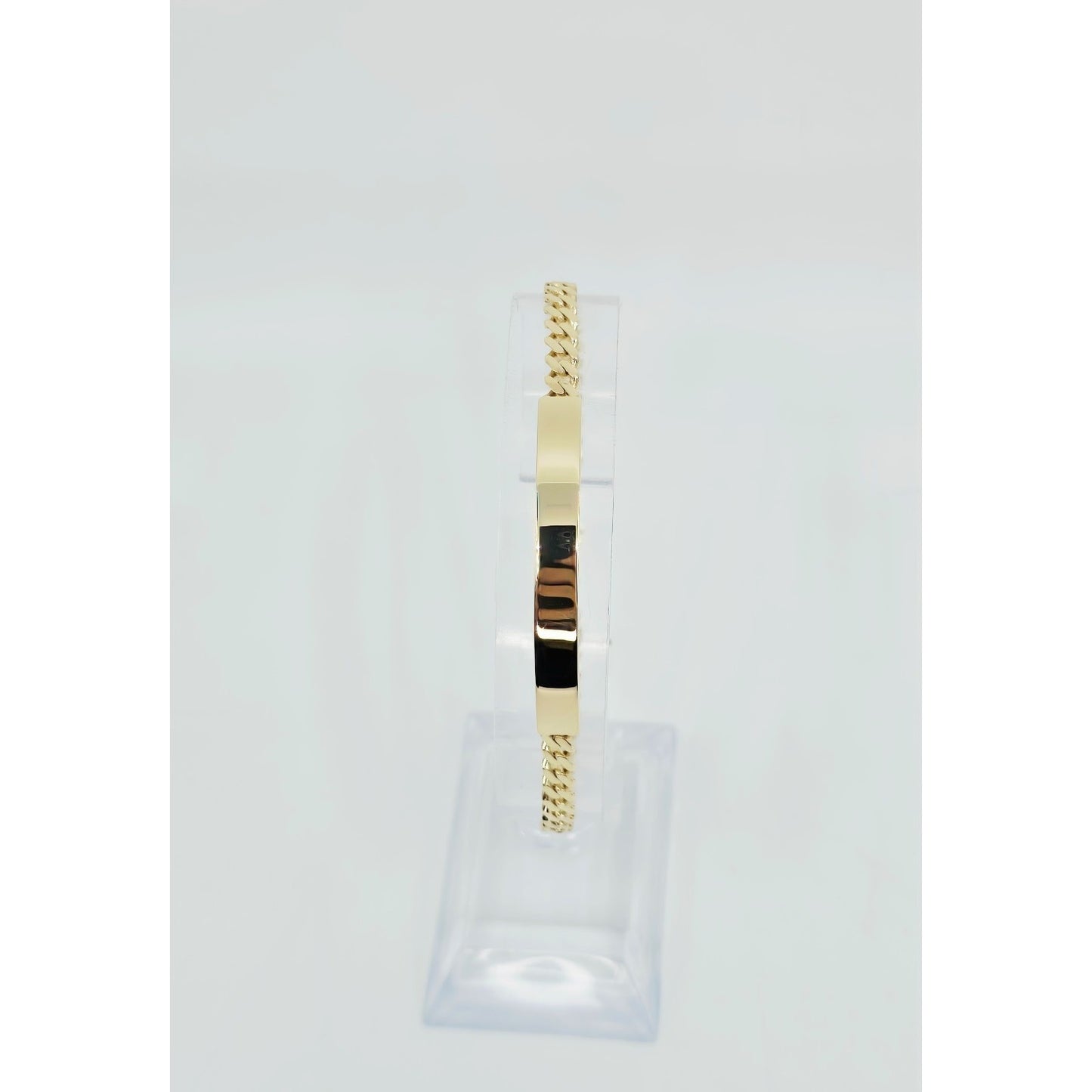 14K Yellow Gold Cuban Link ID Bracelet