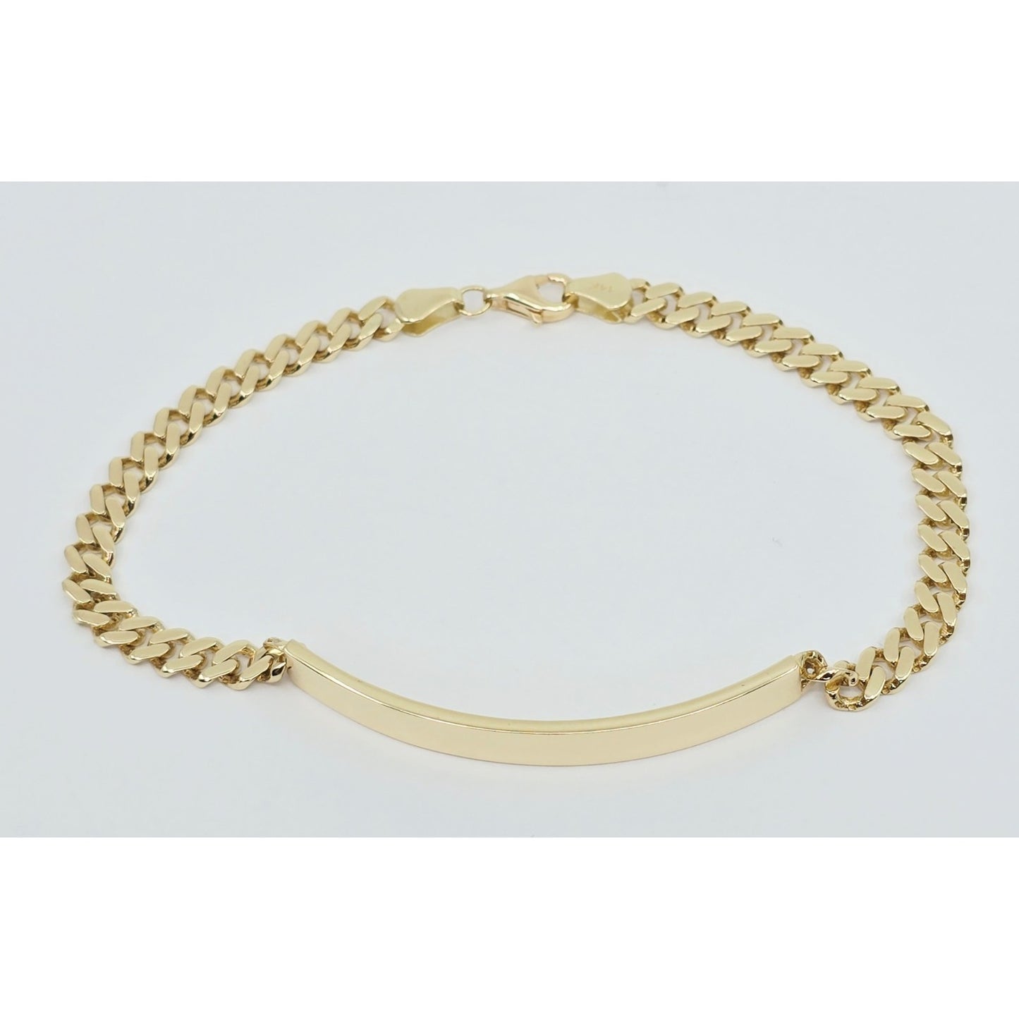14K Yellow Gold Cuban Link ID Bracelet