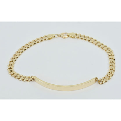 14K Yellow Gold Cuban Link ID Bracelet