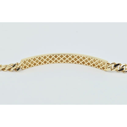 14K Yellow Gold Cuban Link ID Bracelet