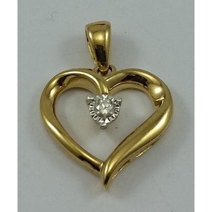 Beautiful 925 Sterling Sliver Gold Plated Open Heart Diamond Charm Pendant