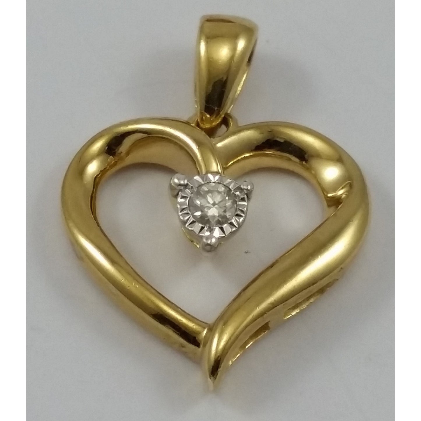Beautiful 925 Sterling Sliver Gold Plated Open Heart Diamond Charm Pendant