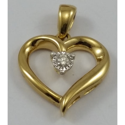 Beautiful 925 Sterling Sliver Gold Plated Open Heart Diamond Charm Pendant