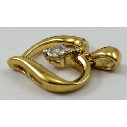 Beautiful 925 Sterling Sliver Gold Plated Open Heart Diamond Charm Pendant