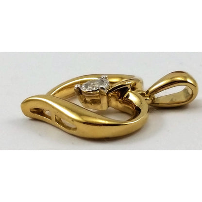 Beautiful 925 Sterling Sliver Gold Plated Open Heart Diamond Charm Pendant