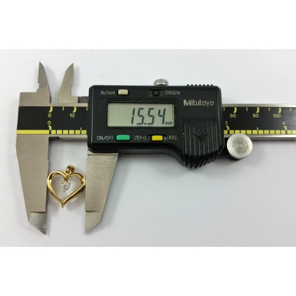 Beautiful 925 Sterling Sliver Gold Plated Open Heart Diamond Charm Pendant