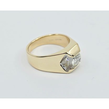 14K Yellow Gold Mens Solitaire Floating Diamond Ring